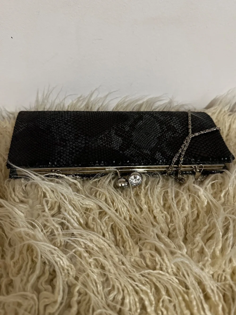 Chic Dark Charcoal Gray Snakeskin Print Evening Clutch Bag - Elegant Party Purse